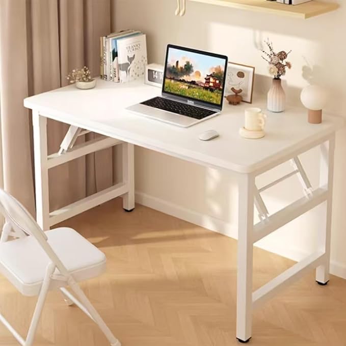 47.2 Inch Folding Table，Square Folding Desks for Small Space,Small Foldable Desk No Assembly,Rustic Brown.
