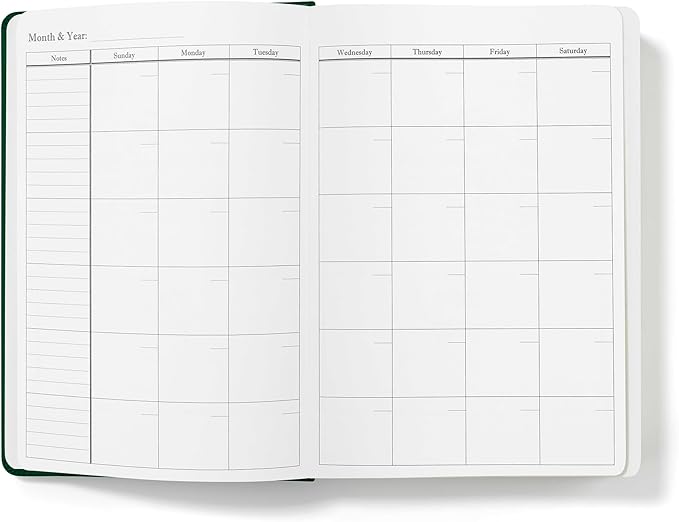 Wykeham's Executive 2026 Undated Daily Journal Planner – Customization Available (Personalized Racing Green, 8.5"×5.5")