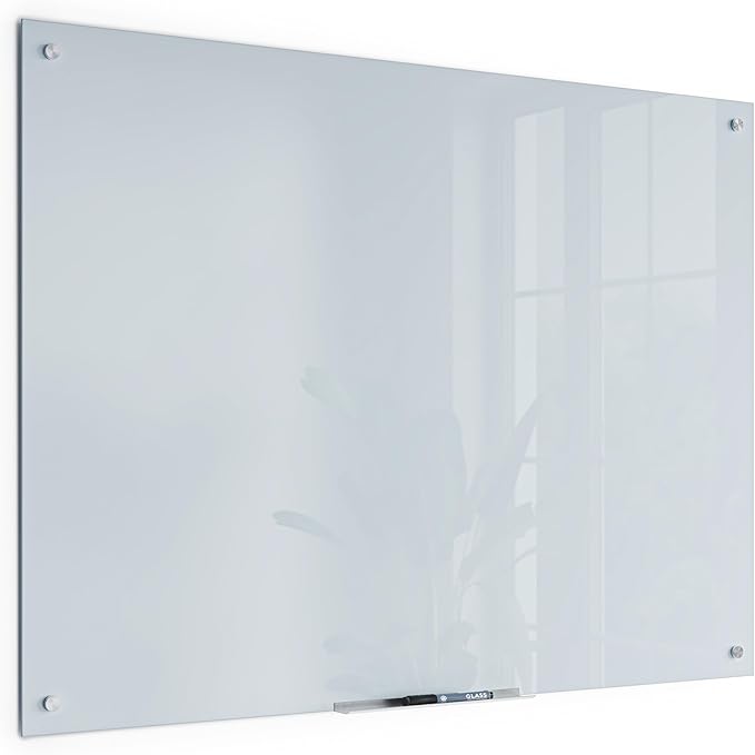 U Brands Magnetic Glass Dry Erase Board, Only for Use with HIGH Energy Magnets, 36" X 48" Inches, White Frosted Surface, Frameless (2299U00-01)