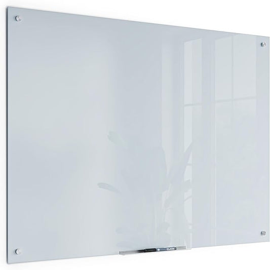 U Brands Magnetic Glass Dry Erase Board, Only for Use with HIGH Energy Magnets, 36" X 48" Inches, White Frosted Surface, Frameless (2299U00-01)
