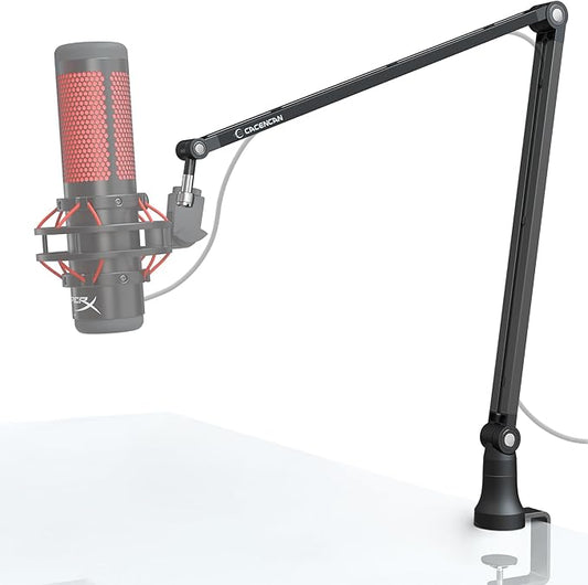 Microphone Arm Stand, CACENCAN Upgraded Mic Boom Arm with Cable Management, 3/8" to 5/8" Adapter, Desk Mount Mic Stand for Blue Yeti, Shure SM7B, HyperX, Streaming, Podcast, Gaming, Recording (Black)