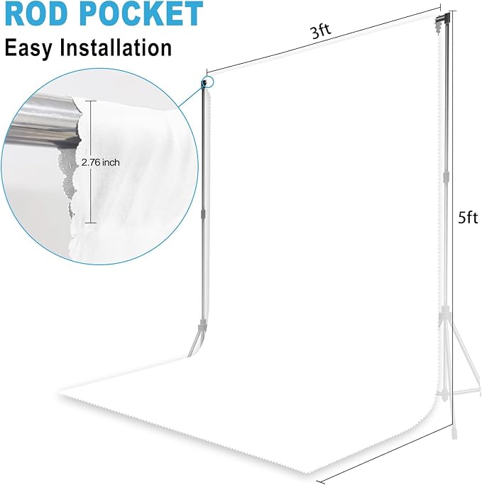 White Backdrop for Photoshoot Professional Photo Backdrop Background Curtain for Product Photography Portraits Wedding Party Live Streaming Video Recording 3X5 FT