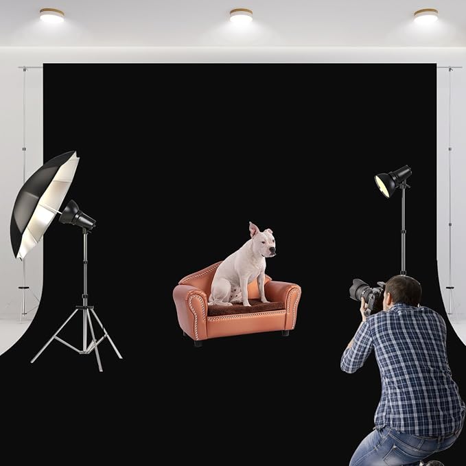 Aimosen 10x10 FT Black Backdrop Background for Photography, Large Photo Backdrop Curtain Drapes, High Density Polyester Fabric Screen for Party Portrait Photoshoots Booth Video Studio