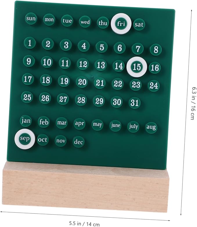 Perpetual Desk Calendar Green Acrylic Date Display Manual Flip Kawaii Ornament for Home Office Bedroom Study Decor with Smooth Edges and Lightweight Design
