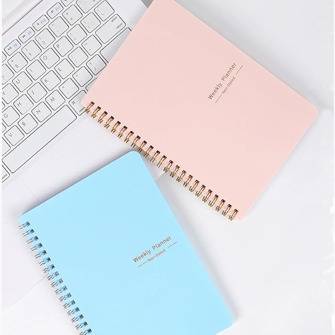 Undated Weekly Planner, A5 Personal Goals Journal Non Dated Weekly Planner to Do List Notebook with Goal Habit Tracker Organizer, Cute Undated Week Planners with Spiral Binding for Kids School Work