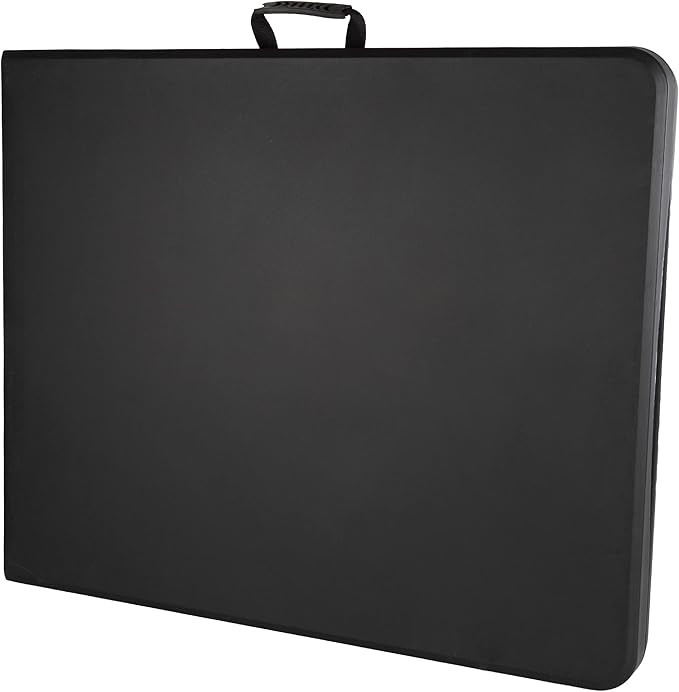 Lavish Home Portable Folding Tables - Lightweight Portable Folding Desk - 6-Foot-Long Plastic Table for Camping, Playing Cards, Parties, and Dining (Single/Black)