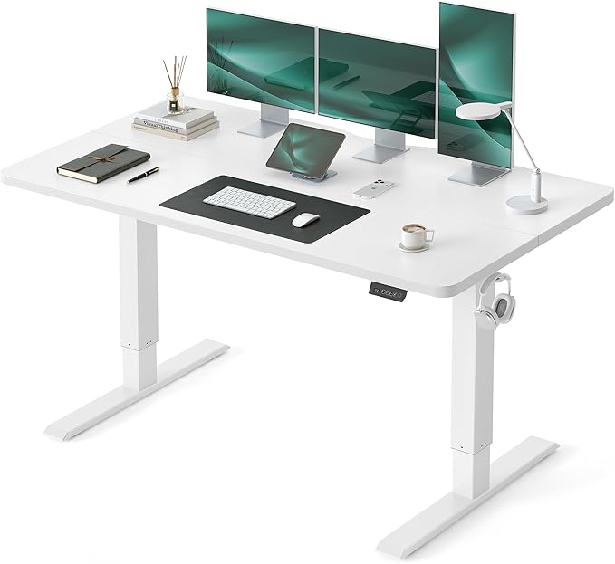 CubiCubi Standing Desk, 55 x 24 Inches Electric Height Adjustable Computer Desk, Sit Stand up Home Office Desk with Memory Presets, White