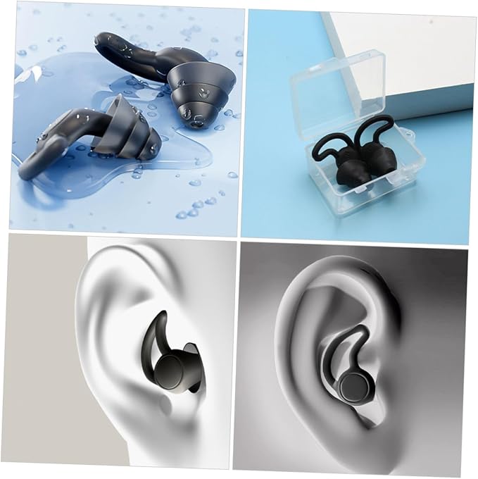 2pcs Noise Cancelling Silicone Comfortable Musician for Noise Reduction Black Reusable Ear Protection for Study and Rest