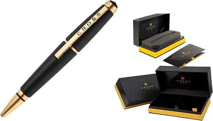 Cross Edge Matte Black Lacquer Selectip Rollerball Pen, Gold PVD Appointments, Capless Slide-Open & Snap-Shut Design,Black Ink - Elegant Accessory for Smooth Writing - Comfortable Grip