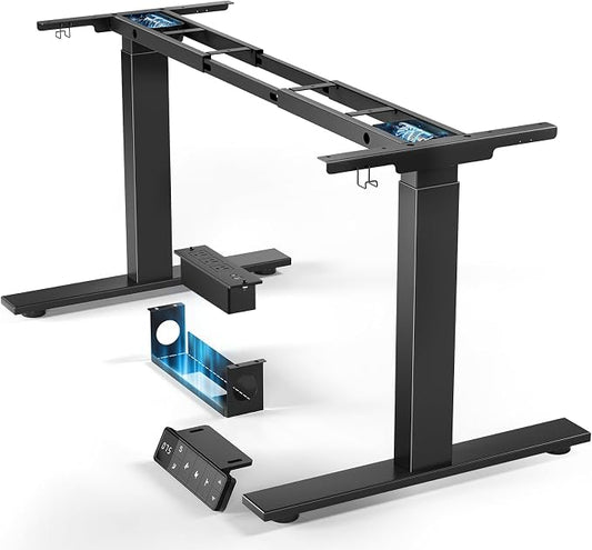 SIAGO Dual Motor Standing Desk Frame for Tops up to 75" - Black Frame Only | 280 lbs Capacity Adjustable Workstation Legs with 3 Memory Presets, Power Strip and Cable Management Tray