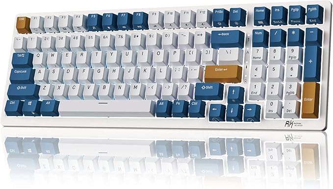 RK ROYAL KLUDGE RK98 Wireless Mechanical Keyboard, Triple Mode 2.4G/BT5.1/USB-C Custom Switches Keyboard with Number Pad, Pre-lubed Linear Switches RGB Backlit Gaming Keyboard, Software Support
