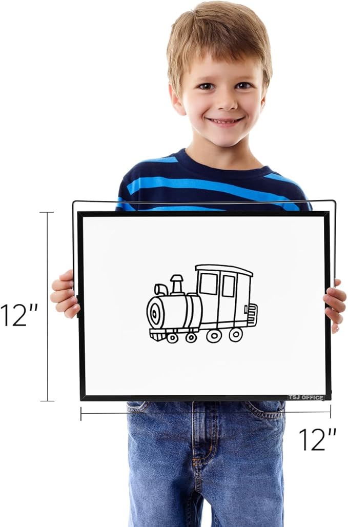 TSJ OFFICE Small White Board - 12 X 16 Inches Small Magnetic Dry Erase Board with Hooks for Wall, Desktop Whiteboard Stand 360 Degrees Revolving Double Sided for Office, Home, School, Black