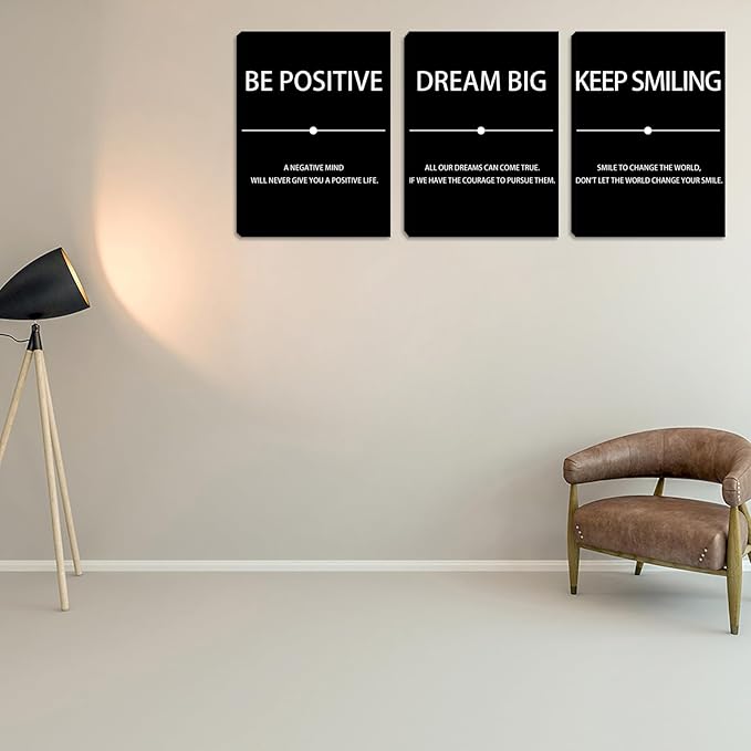 Halioyo Motivational Wall Art, 12 x 16 Inch Inspirational Canvas Wall Art for Office, Positive Affirmations Picture Paintings for Living Room Bedroom Classroom Dorm - 3pieces