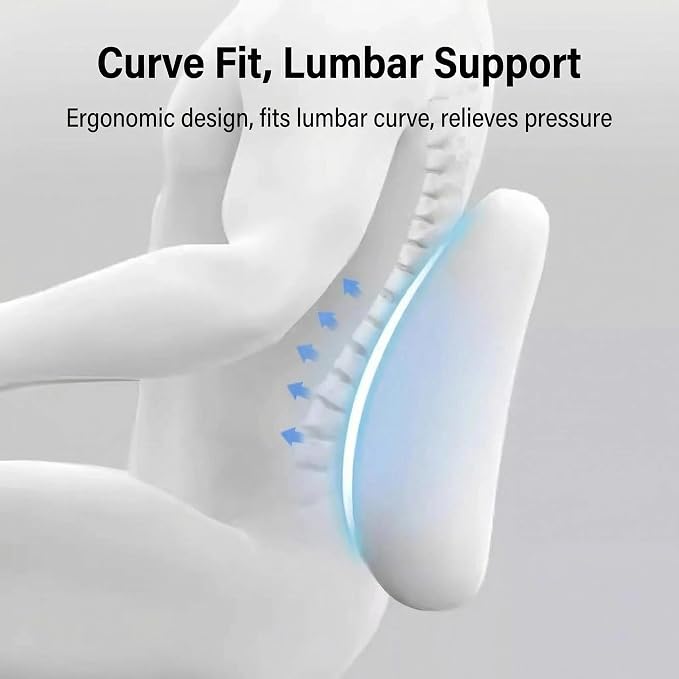 Lumbar Support Pillow Memory Foam Back Cushion for Sciatica & Lower Back Pain Relief Orthopedic Posture Corrector for Office Chair Gaming Chair Car Seat Breathable Washable Dark Gray