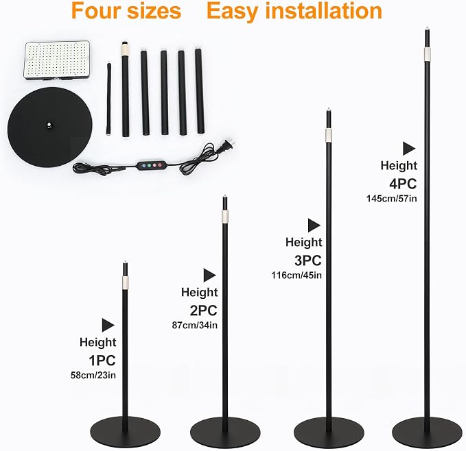 FECiDA 2026 Floor Grow Light, Standing Grow Lights with Stable Round Base for Tall Indoor Plants, Bonsai Tree, Monstera, 4/8/12/16/20 Hr Timer, 25 Watt Power Draw, NO Need Adapter, 40"-76" Adjustable