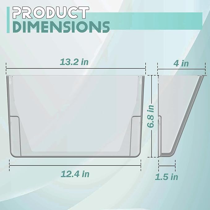 MINDEPOT 6 Pockets Acrylic Wall File Organizer, Clear Wall File Holder, Plastic Hanging Wall File Holder for Office, School and Home, Smoky