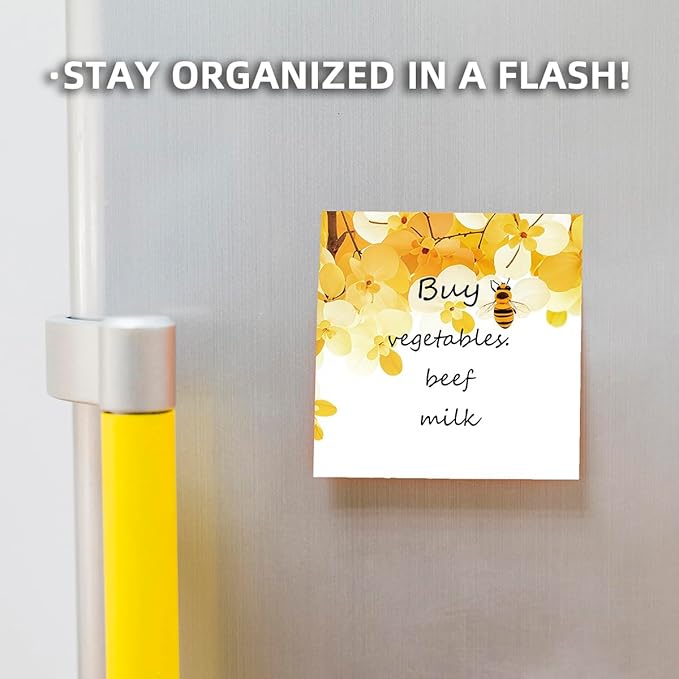 4-Pads 3x3 Sticky Notes, Bee Memo Pads with High-Adhesive, Animal Self-Stick Notes, Reusable & Tearable for Journal Planners Office School Home, Cute Stationery Gift - Bee Honey