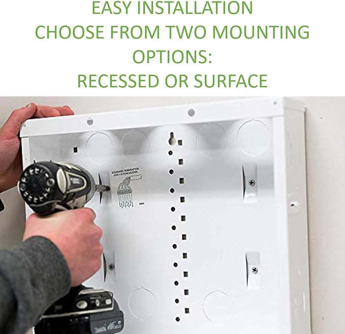 Legrand - OnQ 14 Inch Cable Management, In-Wall 20-Gauge Media Box, Structured Wiring Enclosure with 2.5 Inch Openings for Wires, Glossy White, EN1400