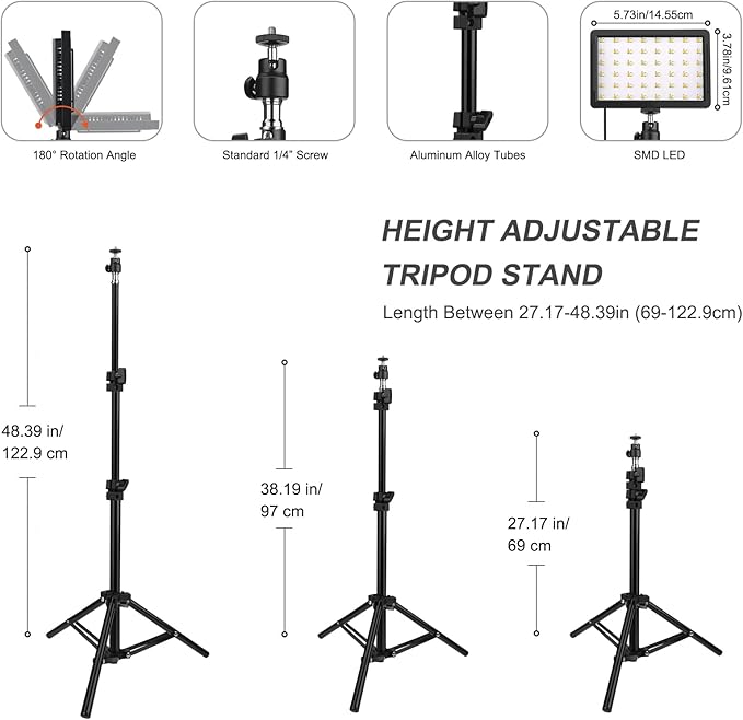 2 Pack LED Video Light, Photography Lighting Kit, 2400-6800K Dimmable Studio Light 97 CRI with Tripod Stand/Color Filters for YouTube/Stream Zoom Call/Vlogging/Video Conference Lighting