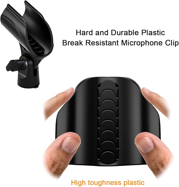 2 Pcs Universal Microphone Clip, Adjustable Mic Clip Holder for Mic Stand, Come with 5/8" Male to 3/8" Female Screw Adapter