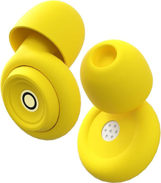 Ear Plugs for Sleeping Ultra-Comfy Silicone Earplugs for Concerts Noise Cancelling Reusable Noise Reduction Earbuds for Travel Focus Work 33-45dB Hearing Protection with 9 Tips & Case (Yellow)