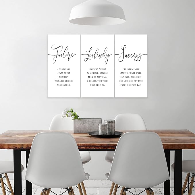 3 Piece Inspirational Canvas Wall Art, Quotes Motivational Mindset Print Pictures for Office Wall Decor, Triptych Entrepreneur Poster Framed Artwork for Women Men Home Decor Ready to Hang (36"Wx24" H)