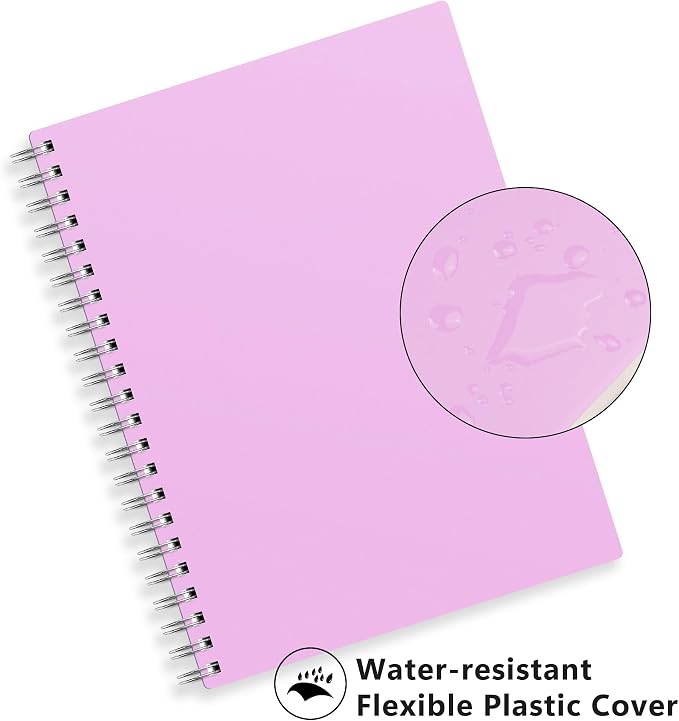 RETTACY Dotted Journal Notebook, 300 Pages, A4 Large Size (8.2'' × 11.2''), 100 GSM Thick Paper, Flexible Plastic Cover, Spiral-bound, for Journaling, Planning, Tracking (Lilac)