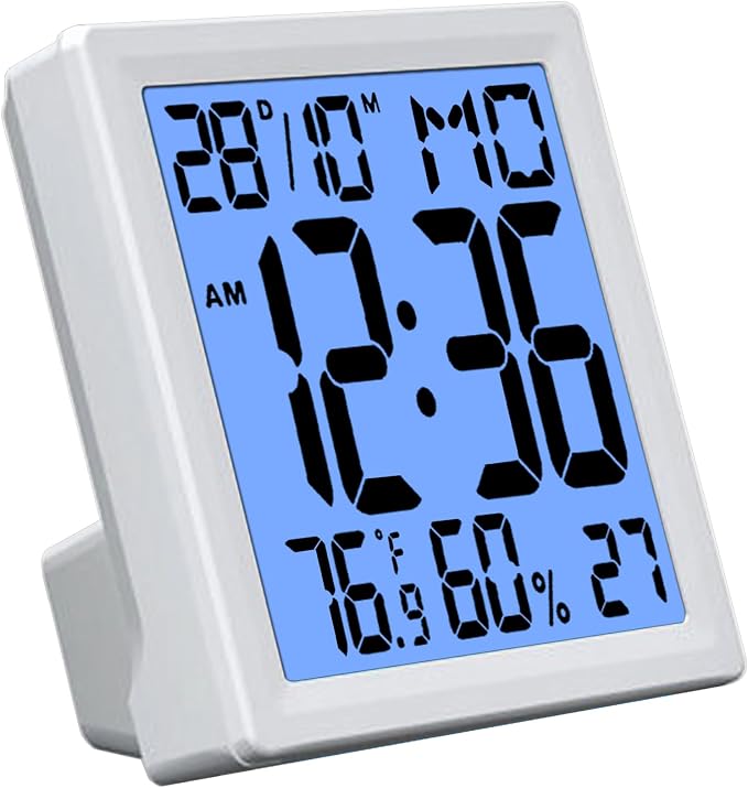Timloon Digital Alarm Clock Mini Size for Bedside, Big Numbers Display with Backlight, Alarm, Temperature and Humidity, 12/24H, Snooze,℃/℉ Switching (Size: 3.7"x3.7")