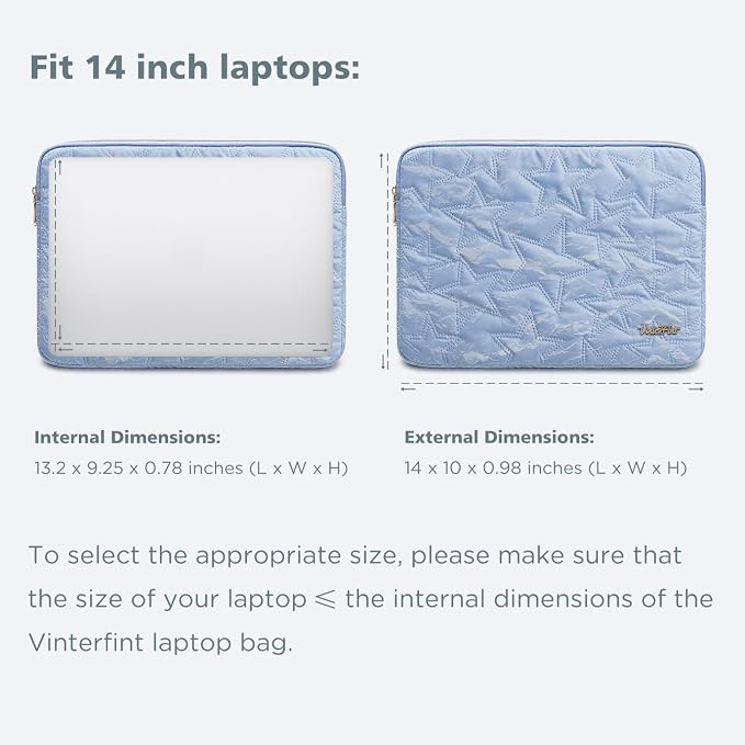 14 inch Laptop Sleeve Case for 14" MacBook Pro M5 M4 Pro Max, ThinkBook 14 Gen 8, IdeaPad 3i, Yoga Slim 7X, Inspiron 14, 14.5" XPS 14, ThinkPad E14 Gen 7, HP Notebook Bag Cover, Sky Blue