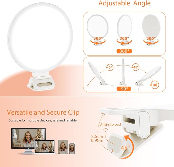 ACMEZING Upgraded Full Screen Ring Light 60 LED Side Emitting Anti-Glare Clip-on Light for Phone iPhone Computer Laptop Monitor, 3 Light Modes for Live Streaming, Selfie, Zoom Video Conference,TikTok