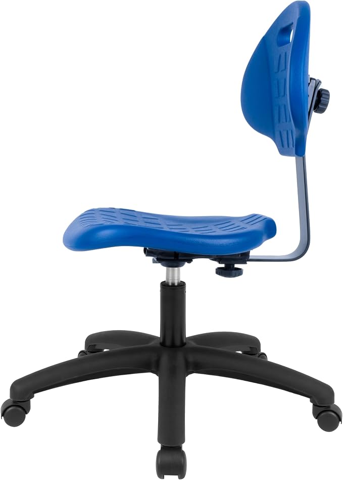 Table Height Chair/Stool-Easy to Clean! Deluxe Ergonomic Polyurethane Chair. 5" of Height Adj (15.5"-20.5") 450 lb Capacity. Automotive, Lab, Garage, Home, Office (Standard, Blue)