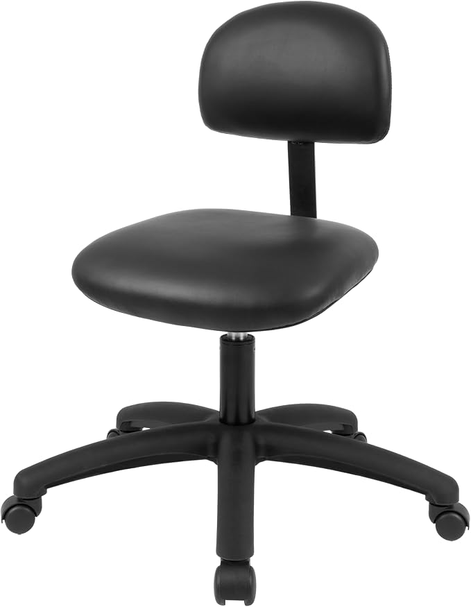 FSS Series Square seat Low (17"-22") seat Height Chair. Vinyl-for Office, Garage, Desk, Shop, Computer, Doctor, Medical, Easy to Clean! NO Footring (Black, Low, _Standard Casters)