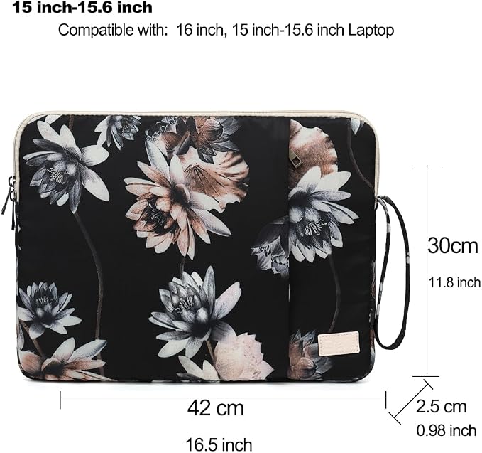 Laptop Sleeve 13.3 inch14 Inch, 15.6inchWater Resistant Traveling Computer Cover with Handle, Shockproof Protective Carrying Laptop Case (Y8-Lotus, 14 inch)