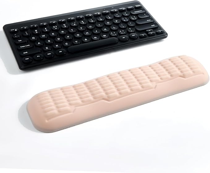 UnivoColors Memory Foam Keyboard Wrist Rest,Latest 3.0 Wave Curve Design,High-Resilience Memory Foam Non-Slip Base,Fits Compact Keyboards,Ideal for Work and Gaming(Flesh Pink)