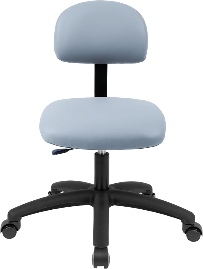 FSS Series Square seat Medium (19"-27") seat Height Chair. Vinyl-for Office, Garage, Desk, Shop, Computer, Doctor, Medical, Easy to Clean! (Gray, Medium, Self Braking Casters)