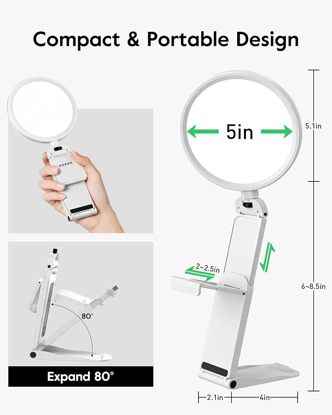 Ring Light for Laptop, 5" Eye-Caring Lighting with 50 Modes, CRI>97.8, 3000K-6500K Zoom Lighting for Conference, Meetings, Video Call, Recording, Streaming