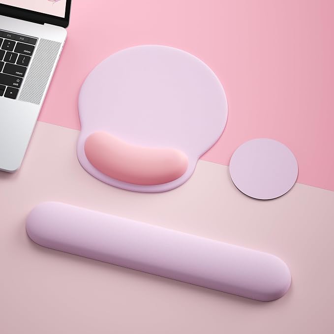 Mouse Pad with Keyboard Wrist Rest,Ergonomic Mouse Pad Wrist Support PU Base with Coaster,Mousepad with Nonslip Base for Computer Laptop Keyboard Home&Office