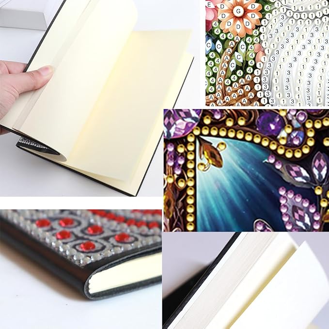 FRANDEK A5 50-Page DIY Diamond Art Painting Notebook with Beautiful Patterns, Purple Cross Special Shaped Diamond Art Craft for Beginners Creative Gift for adults June Back To School