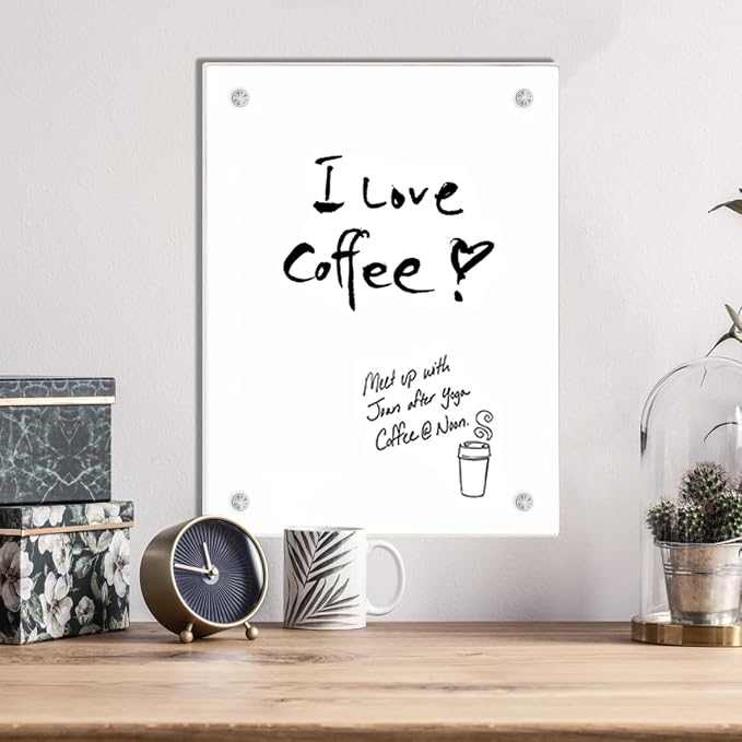 TORASO Glass Whiteboard, Dry Erase White Board, 11.8" x 15.7" Small Glass Board for Home Kitchen, Office, Frameless, Brilliance White(BB-WH-3040)