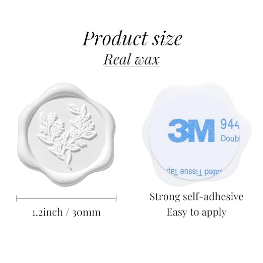 UNIQOOO Wax Seal Stickers - Eucalyptus Wedding Invitation Envelope Seal Stickers, 50 Pcs Self- Adhesive Snow White Stickers, Perfect for Invitation, Christmas, Gift Wrapping