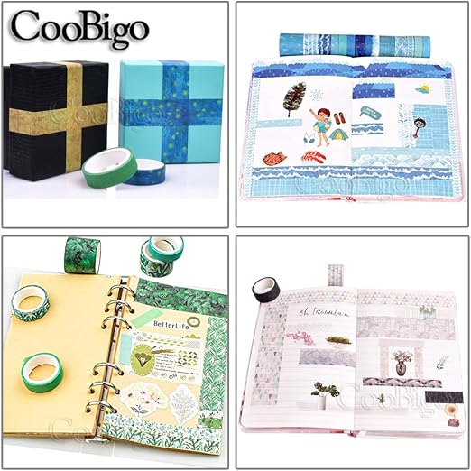 CooBigo 12 Rolls Washi Tape Set, Decorative Masking Tapes for Arts Scrapbook Planner Journaling Supplies Gift Wrapping DIY Crafts (Traditional Patterns)