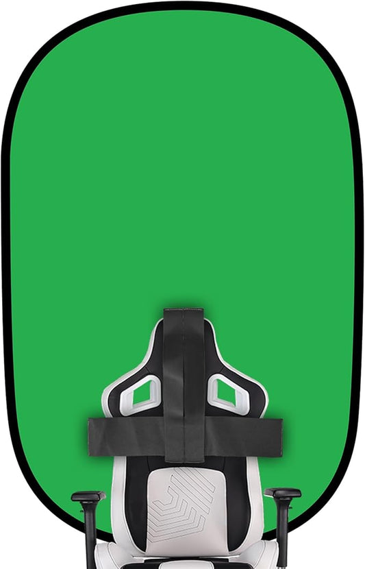 Green Screen Backdrop, 58in Portable Green Screen Chair with Stand Double Sided Foldable Green Background, Chroma Key, for Photography Streaming Gaming Photo Zoom Video Chats and Meeting