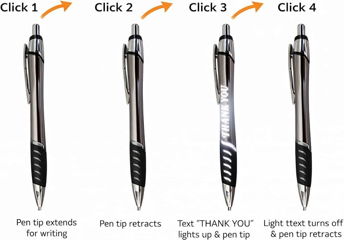 Luxury Pen for Men and Women, Premium “Thank You” Gift Set with LED Light Engraving, Fancy Writing Instrument in Gift Box, Nice for Work, Graduation Gift for Teacher, Boss, Coworker