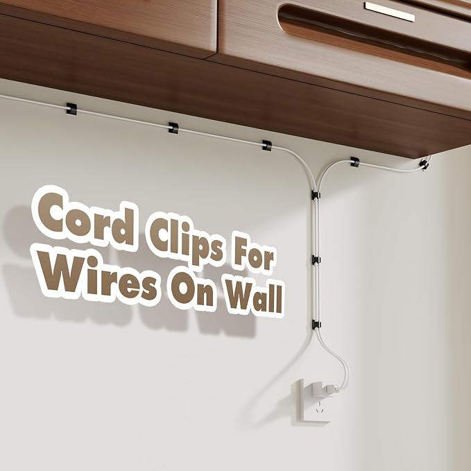 50Pcs Strong Black Adhesive Cable Clips, Dash cam Clips, car Wire Clips,Cord Organizer Cable Management,Cord Holder for Under Desk TV wall nightstand Office Home
