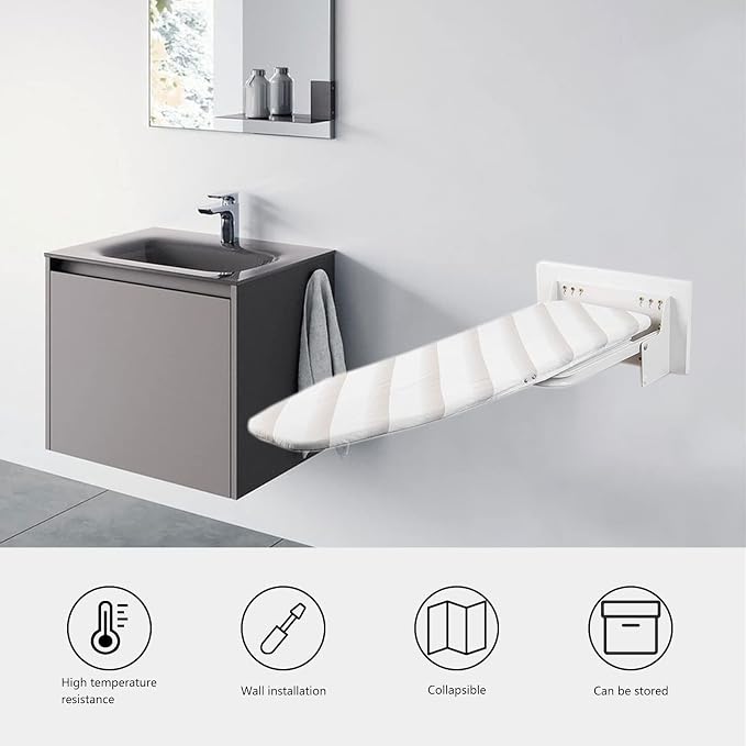 Wall Mounted Ironing Board, Heavy Duty - 38x12inch, Space-Saving for Home & Small Spaces