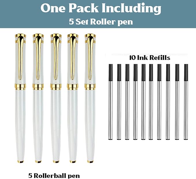 Ancolo Engraved Pens - Modern Roller Pens with 5 Free Personalized Lines, Ultra-Smooth Black Ink, Metal Body, Stylish Gift for Office Colleagues, Friends, Professor, Business