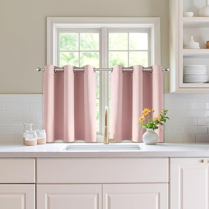 MIULEE Blackout Curtains for Bedroom Living Room 2 Panels, Thermal Insulated Room Darkening Drapes Grommet Noise Reducing Light Blocking Window Treatments 36 Inches Long 40x36 Inch Pink