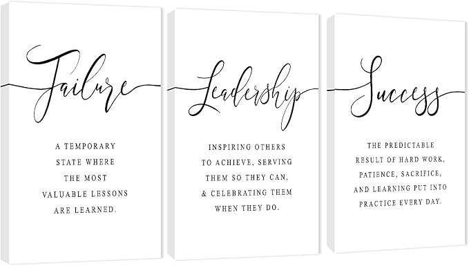 3 Piece Inspirational Canvas Wall Art, Quotes Motivational Mindset Print Pictures for Office Wall Decor, Triptych Entrepreneur Poster Framed Artwork for Women Men Home Decor Ready to Hang (72"Wx36" H)