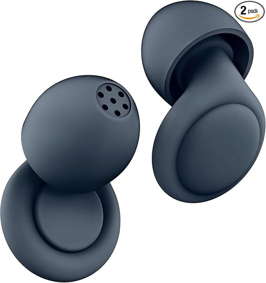 2 Noise Cancelling Ear Plugs, Beinkap Sleeping Earplugs with 12 Silicone Soft Reusable Ear Tips for Social Gatherings, Work, Sleeping, Concerts, Parenting, Conversation, 28 dB Noise Reduction