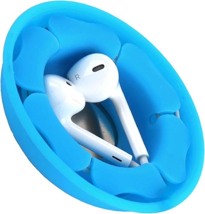 MAIRUI Wired Earbud Case Earphone Headphone Cord Organizer Earbuds Wrap Soft Silicone Magnetic Holder Storage Tangle Free Cable Winder(Blue)